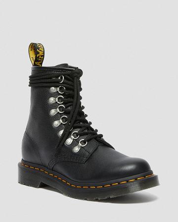 Women's Dr Martens 1460 Laced Virginia Leather Lace Up Boots Black | AU 168QMA